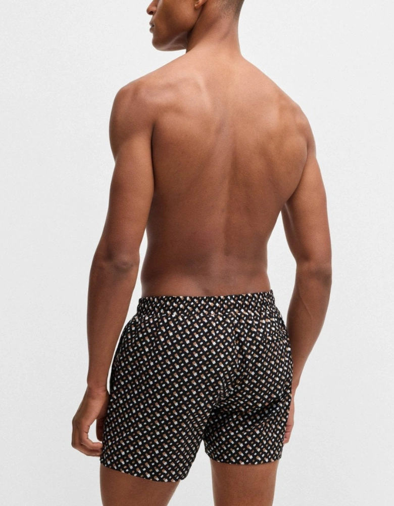 BOSS Orange Manu Mens Fully Lined Quick-Dry Swim Shorts with Monogram Print