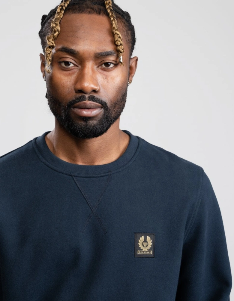 Mens Crew Neck Sweatshirt With Logo Patch