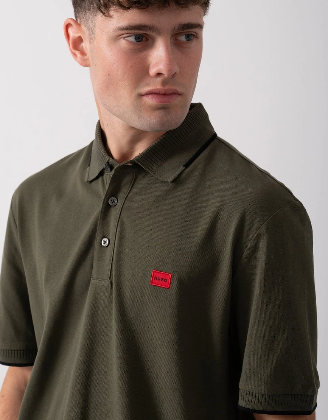 HUGO Deresino232 Mens Tipped Polo Shirt With Logo Label