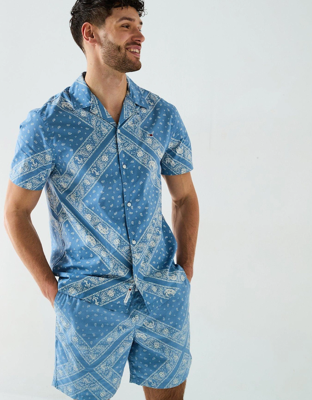 Regular Paisley Print Short Sleeve Shirt - Light Blue, 2 of 1
