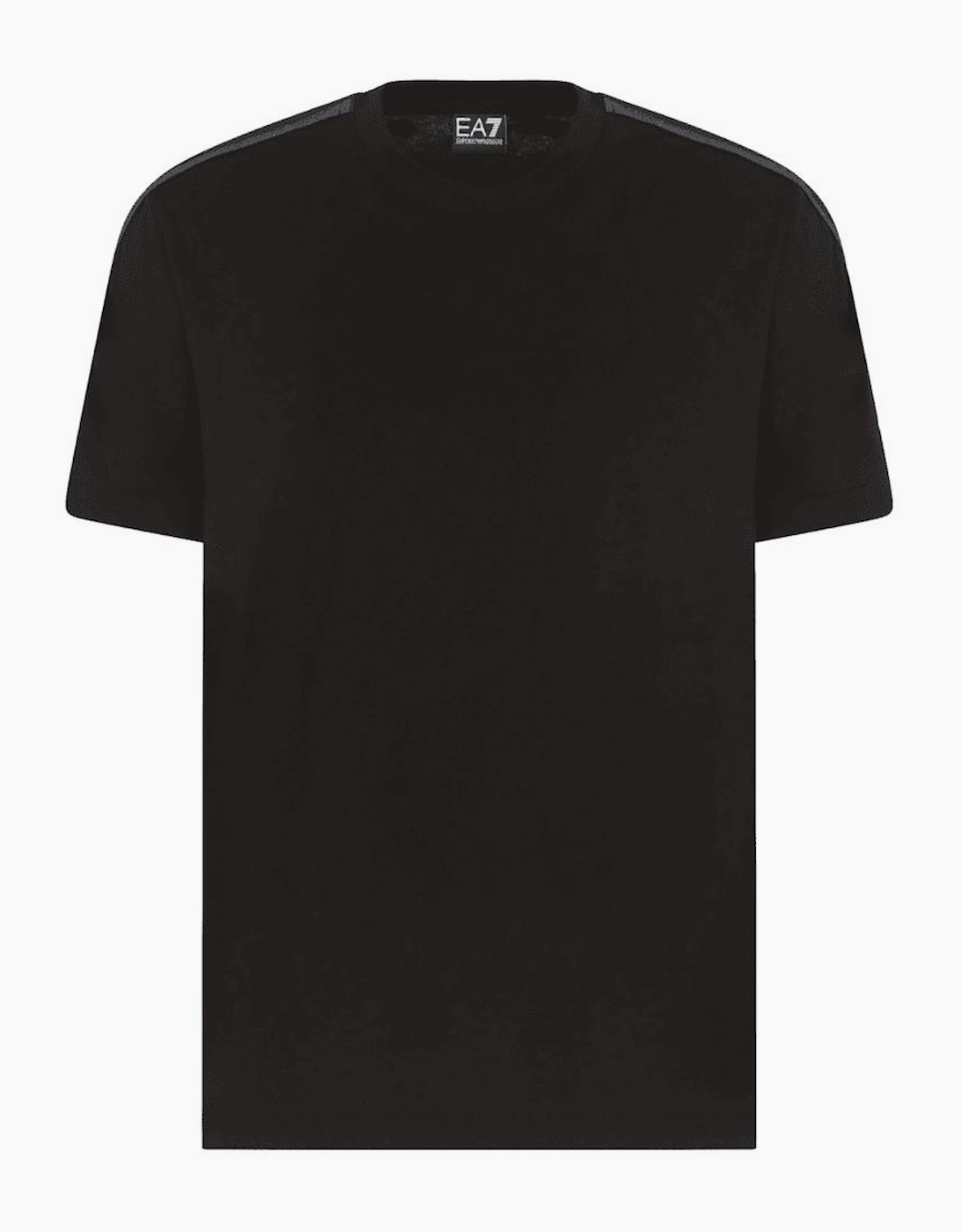 Ea7 Men's Black Taped Shoulder Logo T-Shirt  40 L