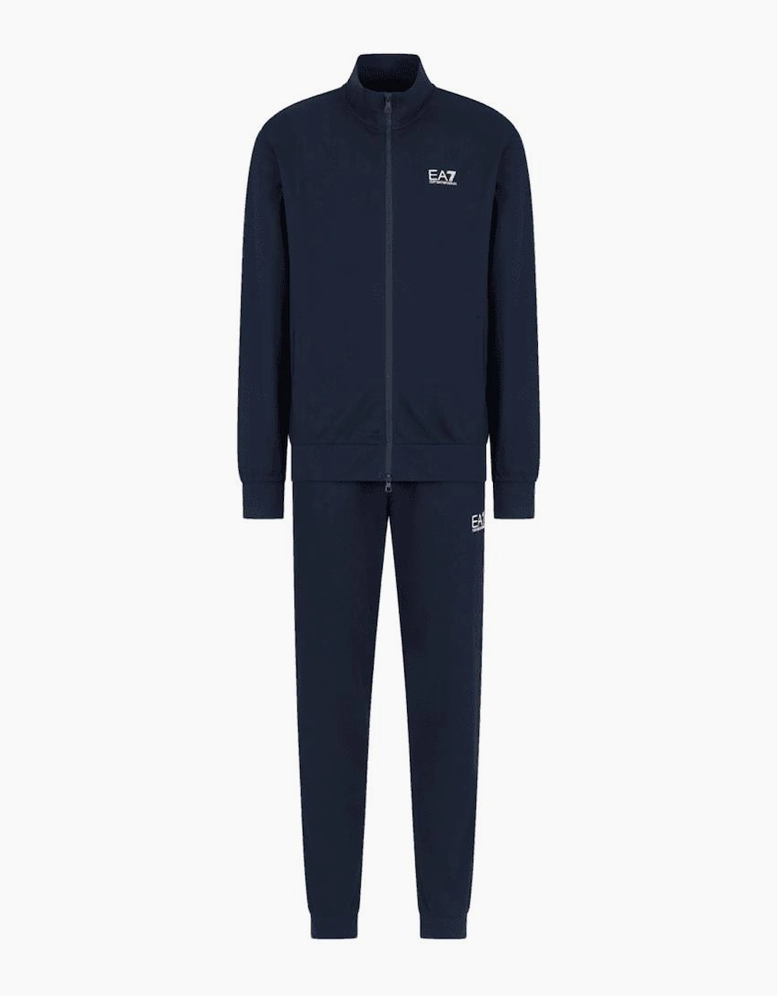 Ea7 Men's Navy Zip Up Funnel Neck Cotton Tracksuit  M