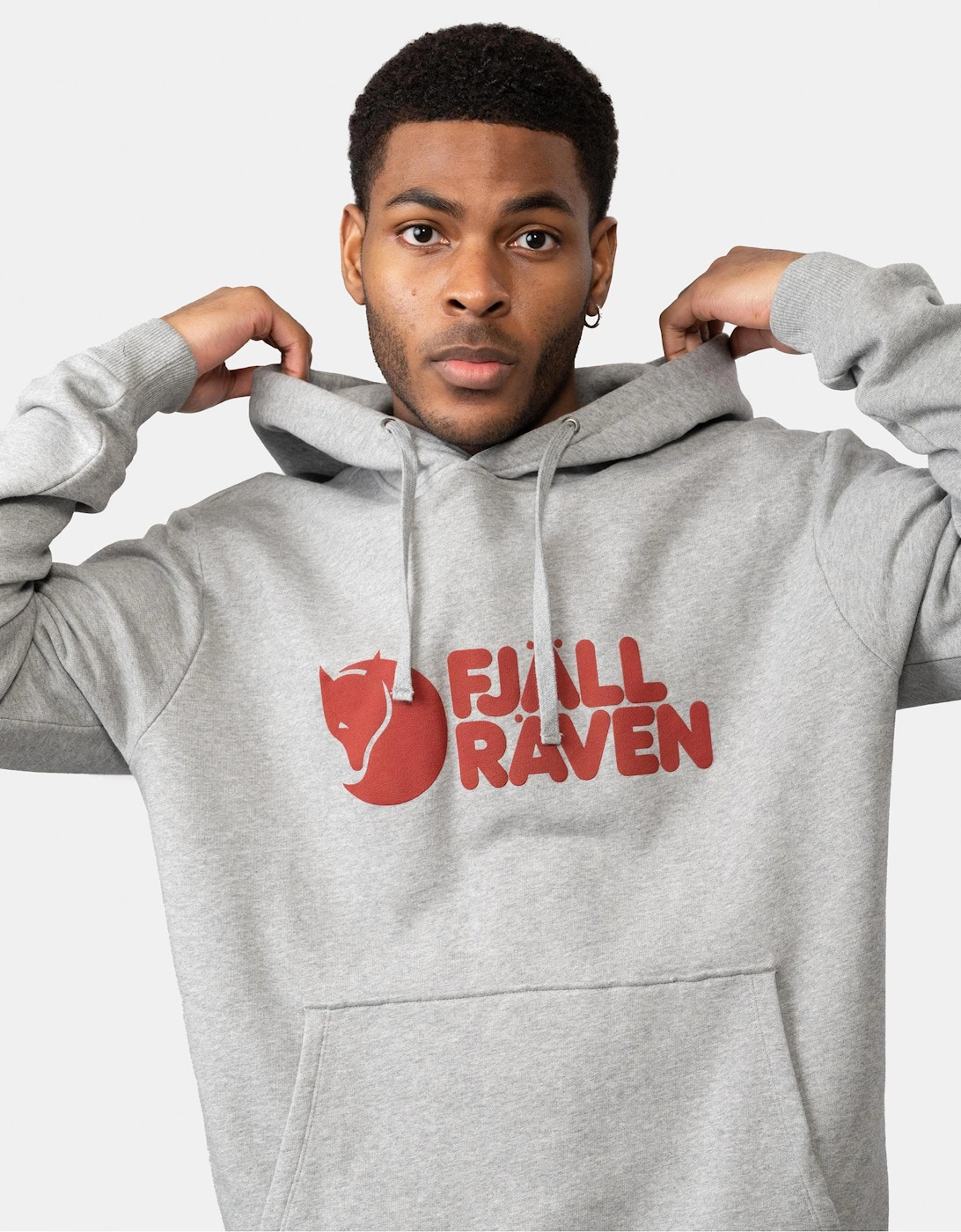 Fjallraven Logo Mens Hoodie - Grey-Melange 020-999