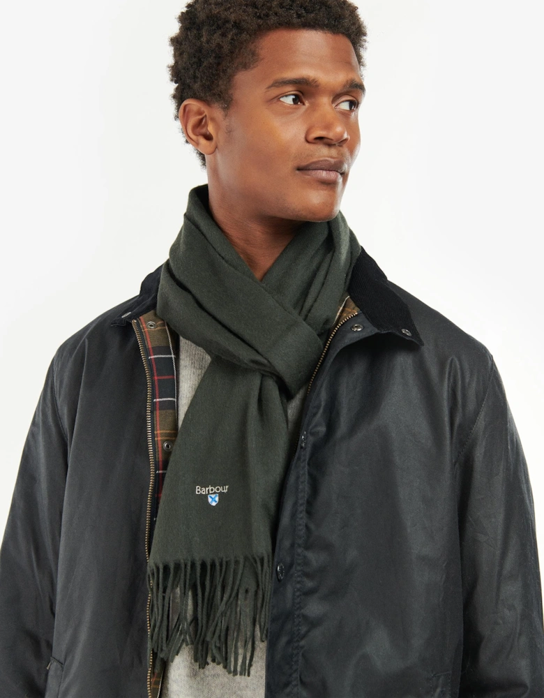 Unisex Plain Lambswool Scarf - Forest Green