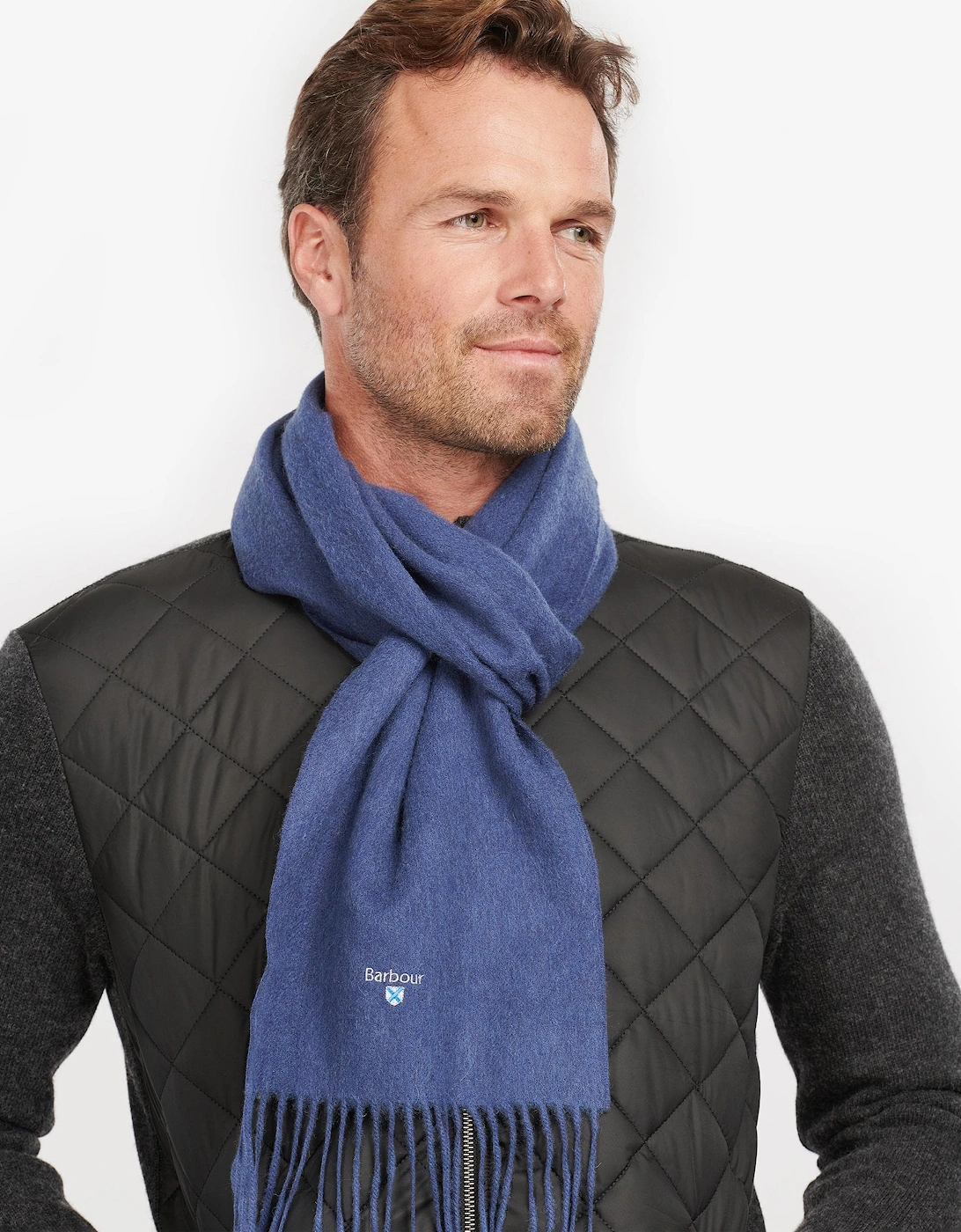 Unisex Plain Lambswool Scarf - True Navy