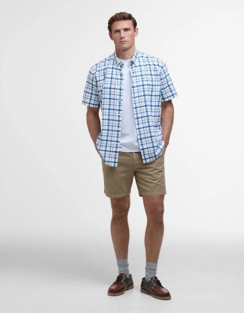 Glover Mens Short Sleeve Linen Blend Check Shirt