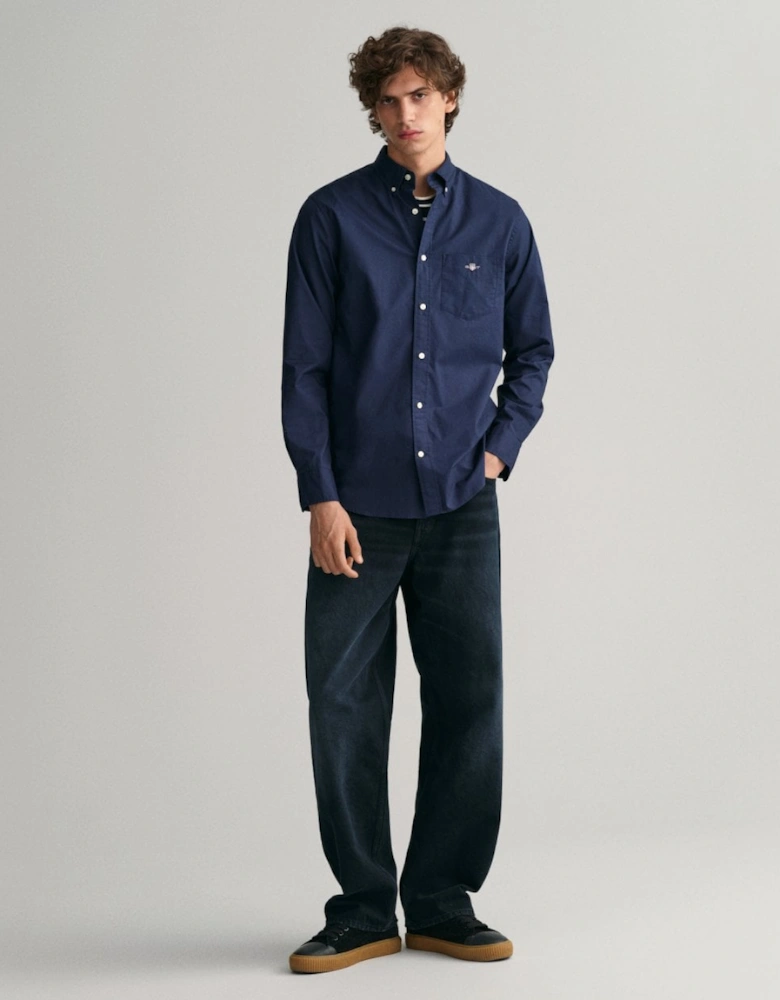 Mens Regular Fit Long Sleeve Poplin Shirt