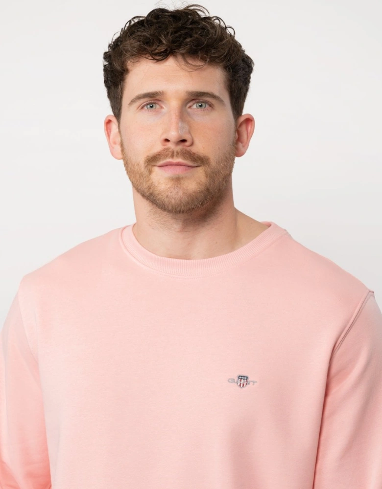 Mens Regular Fit Shield Logo Crew Neck Sweatshirt - 671 Bubblegum Pink