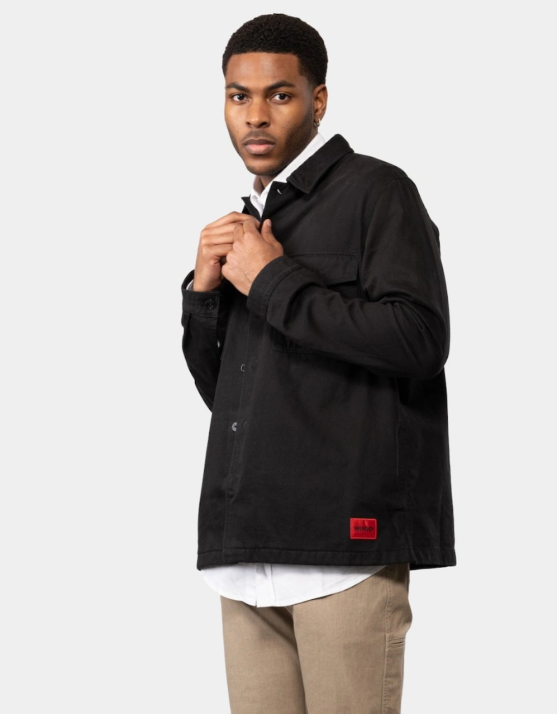 HUGO Enalu Mens Cotton Gabardine Overshirt