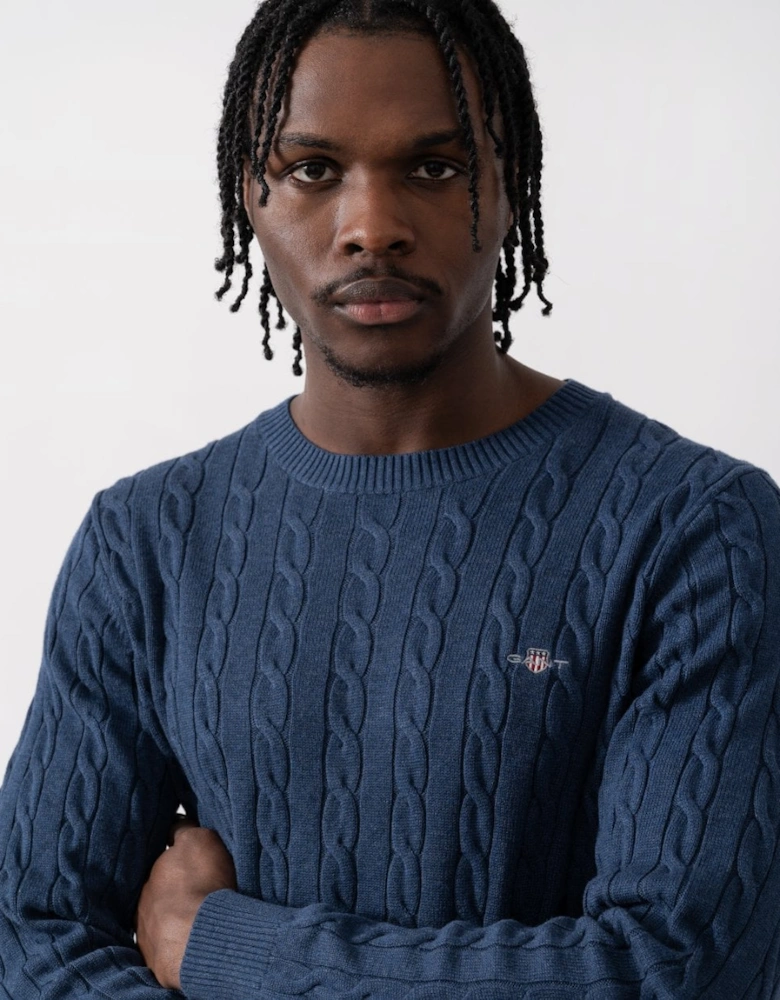 Mens Cotton Cable Knit Crew Neck Jumper