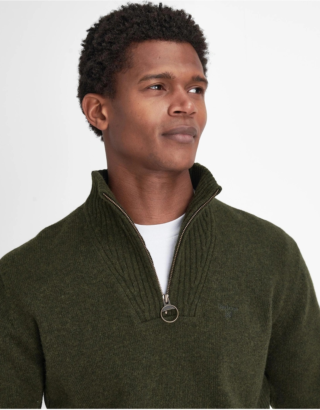 Essential Lambswool Mens Half-Zip Jumper - Seaweed