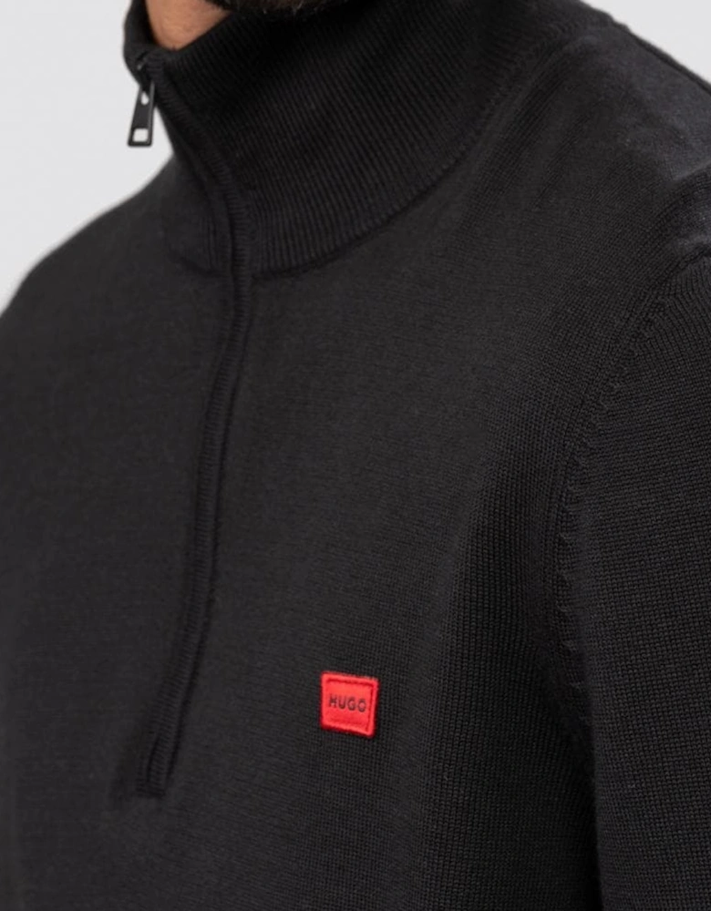 HUGO San Quintus-C Mens 1/4 Zip Pullover - Black 001