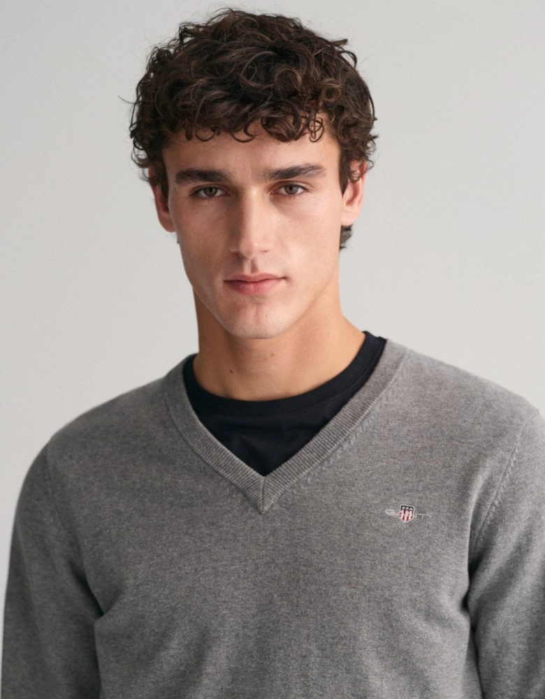 Mens Classic Cotton V-Neck Jumper