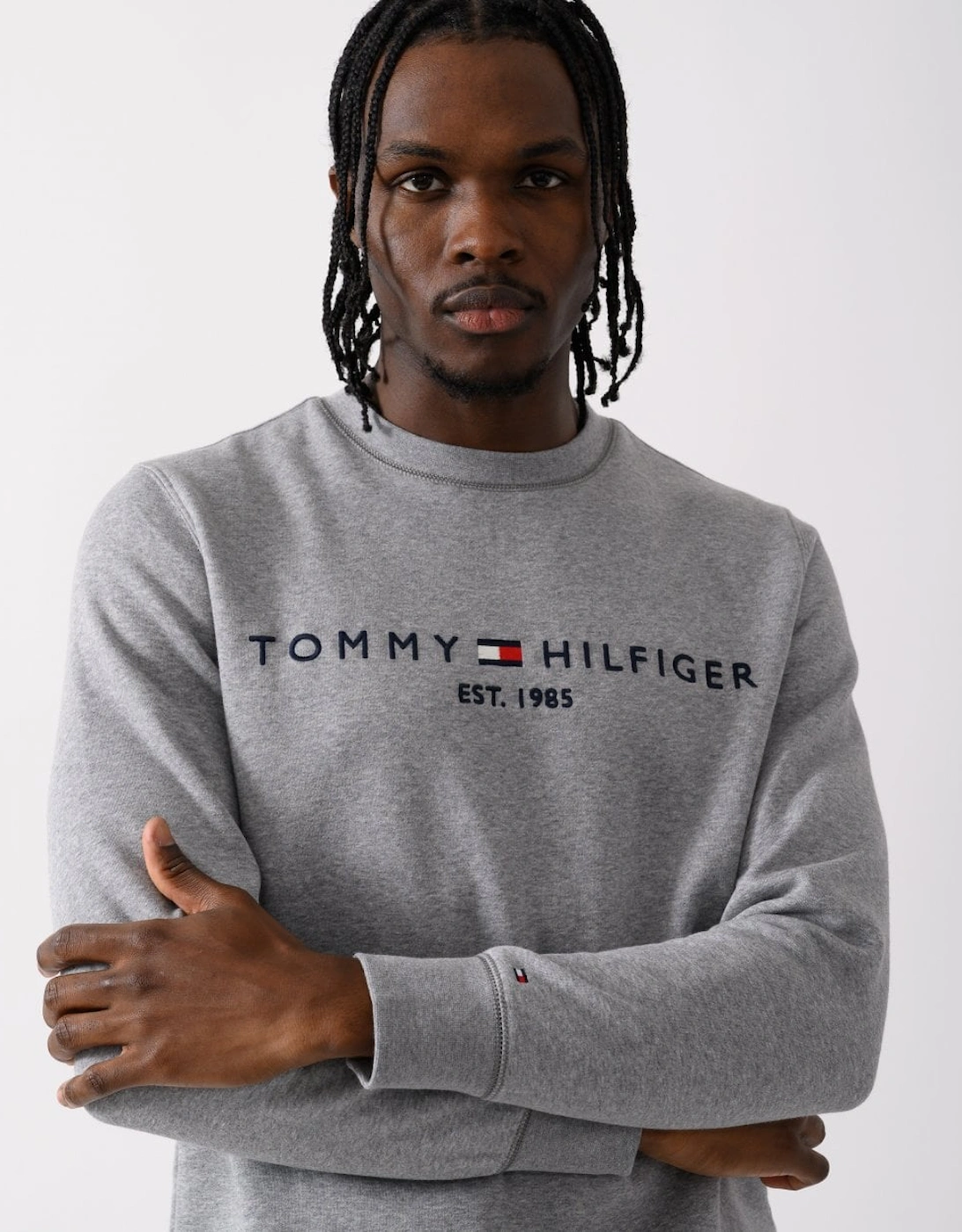 Tommy Logo Mens Sweatshirt - Medium Grey Heather