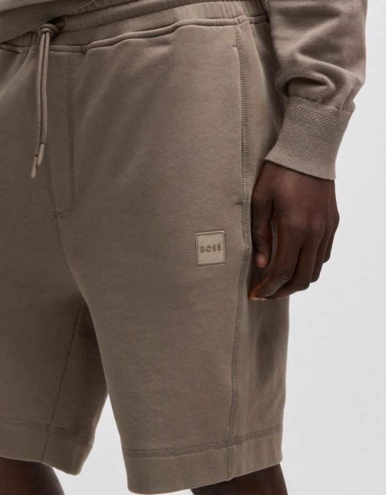 BOSS Orange Sewalk Mens Cotton-Terry Shorts With Logo Badge
