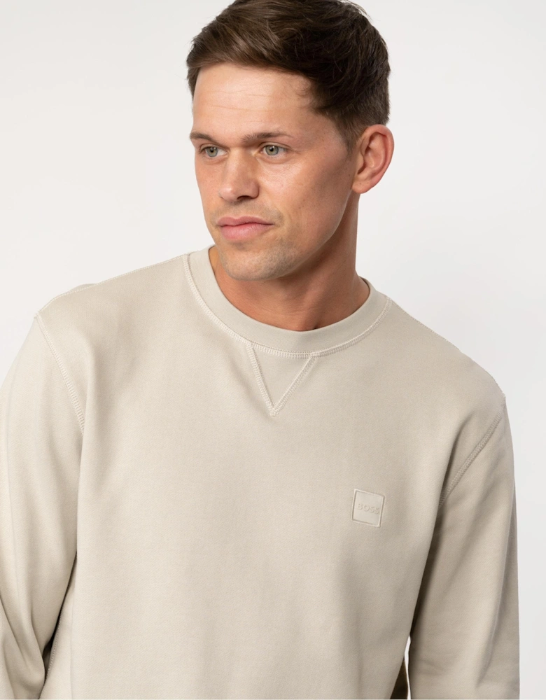 BOSS Orange Westart Mens Crew Neck Sweatshirt With Logo Patch