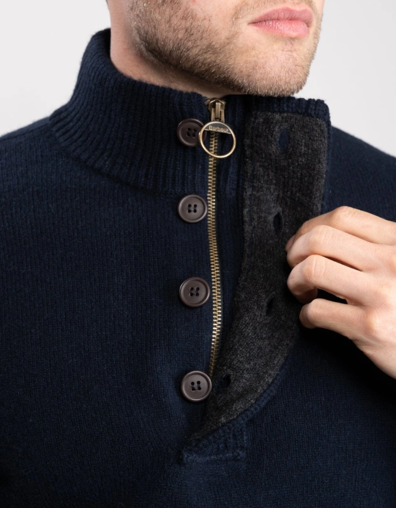 Essential Patch Half Zip Mens Jumper - Navy