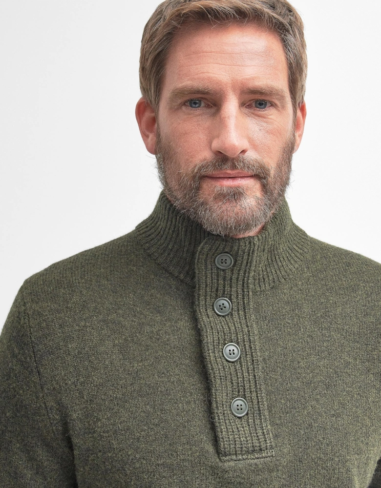 Essential Patch Half Zip Mens Jumper - Seaweed