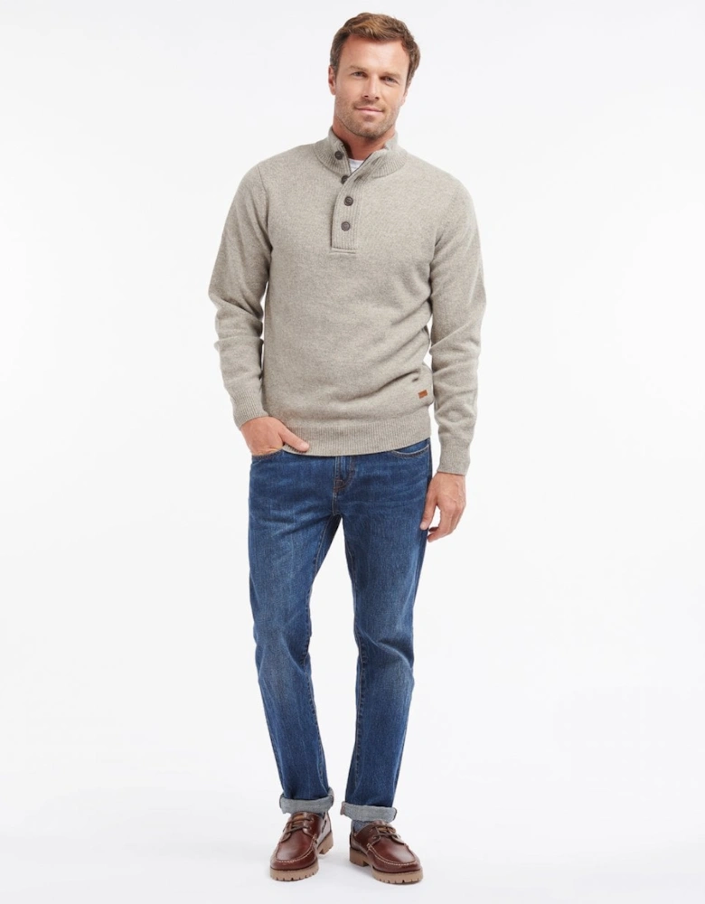 Essential Patch Half Zip Mens Jumper - Stone