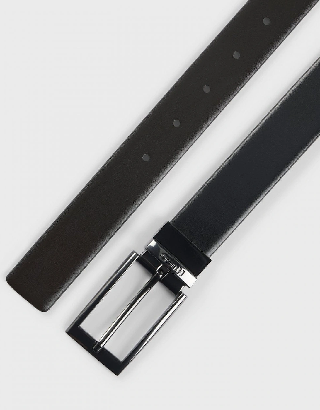 HUGO Elvio Mens Reversible Leather Belt with Branded Keeper