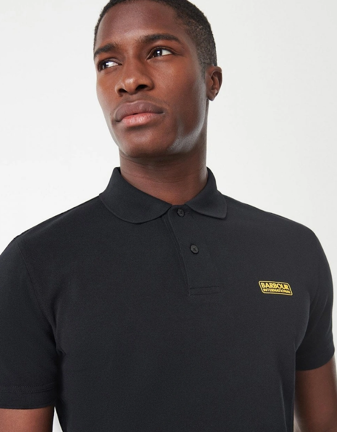 Essential Short Sleeve Mens Polo - Black/Yellow