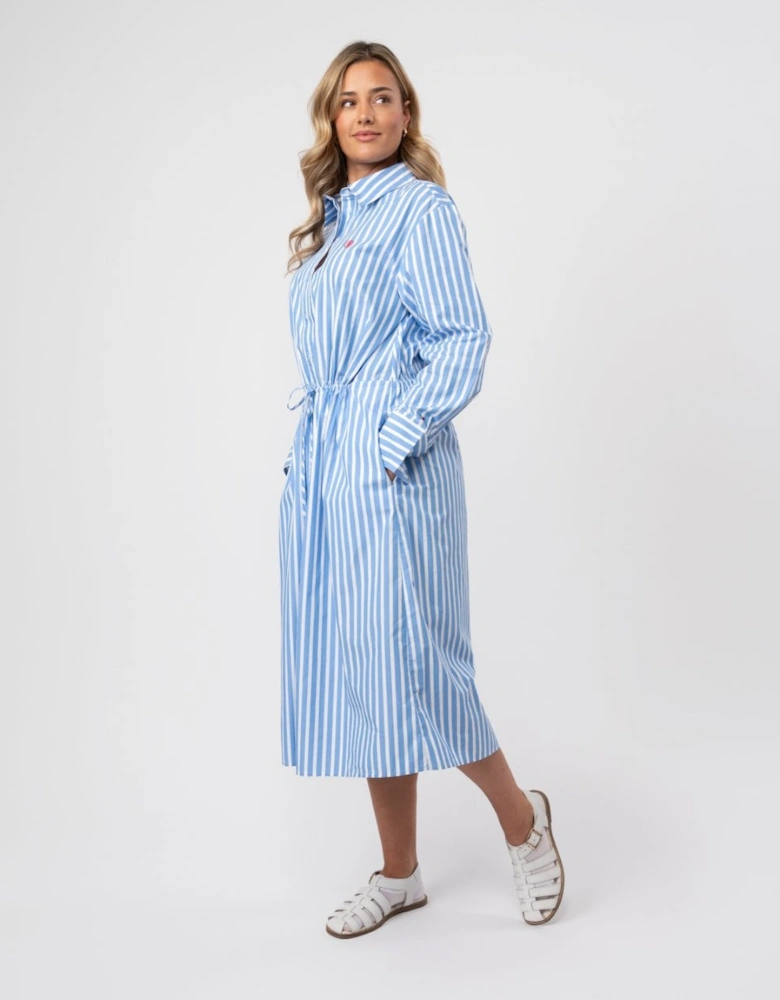 Blouson Long Sleeve Womens Midi Shirt Dress