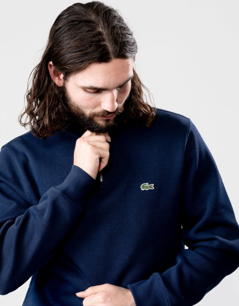 Mens Zippered Stand-Up Collar Cotton Sweatshirt
