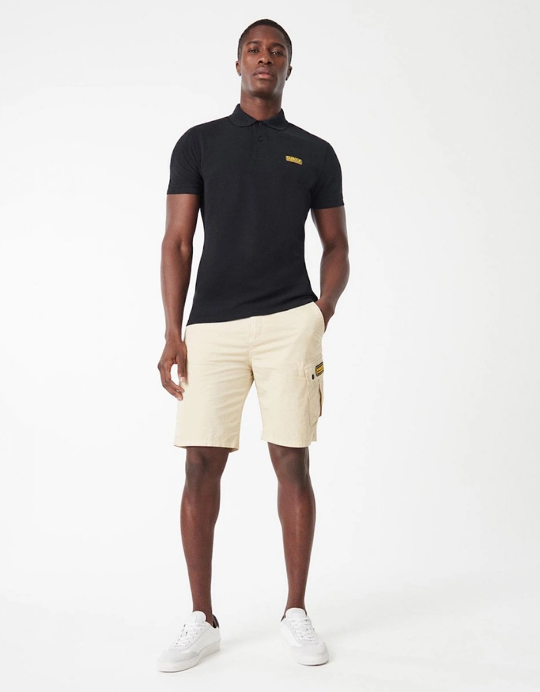 Essential Short Sleeve Mens Polo - Black/Yellow