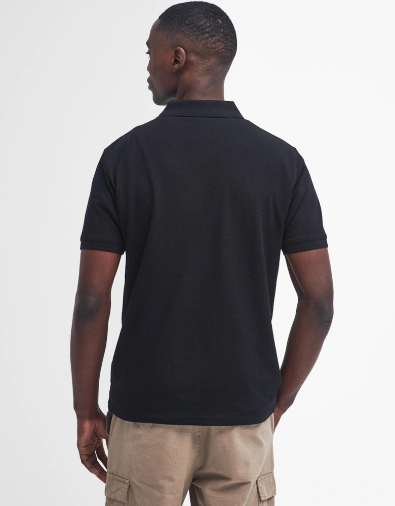 Essential Short Sleeve Mens Polo - Black/Pewter