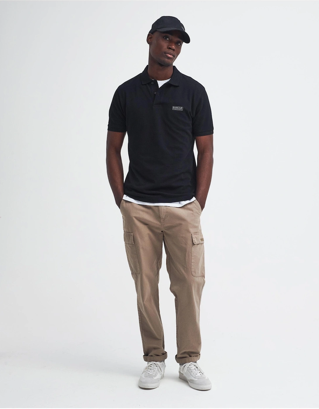 Essential Short Sleeve Mens Polo - Black/Pewter