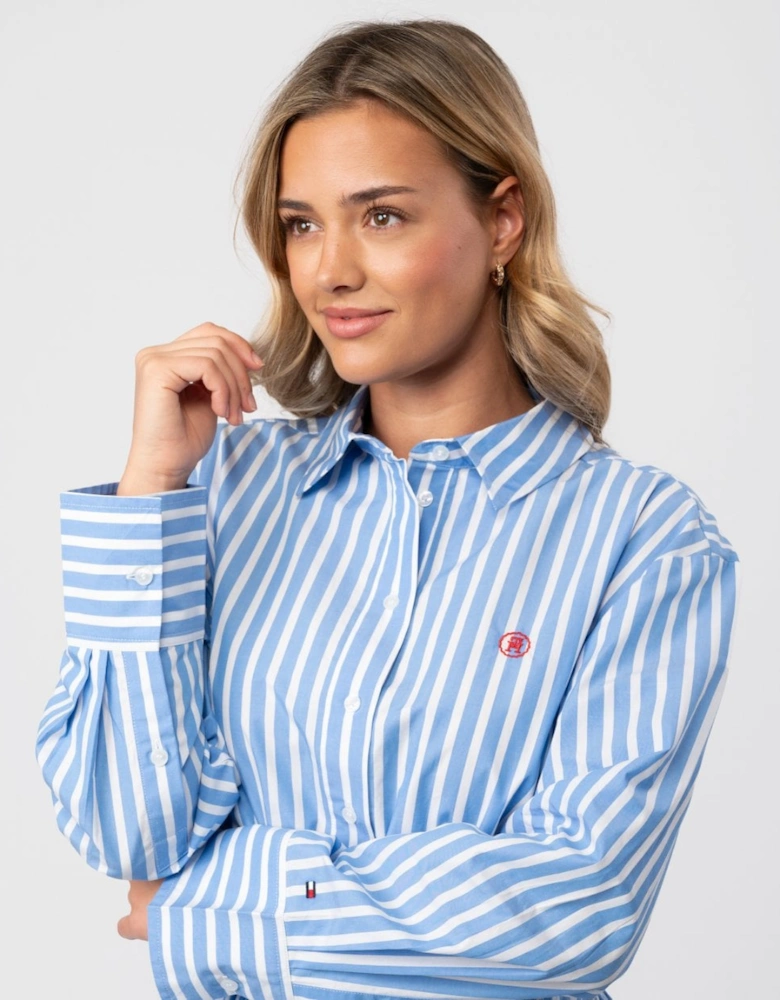 Blouson Long Sleeve Womens Midi Shirt Dress