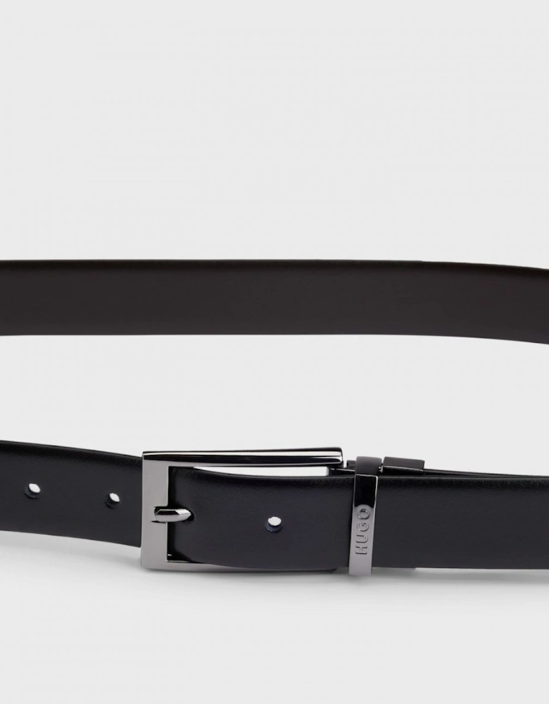 HUGO Elvio Mens Reversible Leather Belt with Branded Keeper