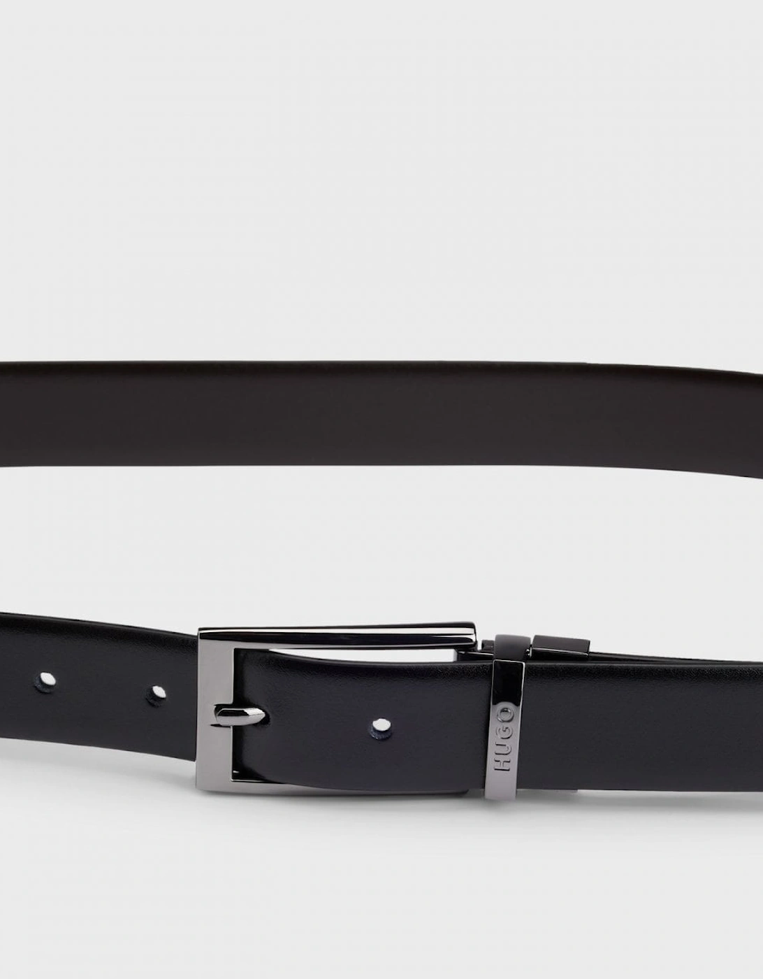 HUGO Elvio Mens Reversible Leather Belt with Branded Keeper