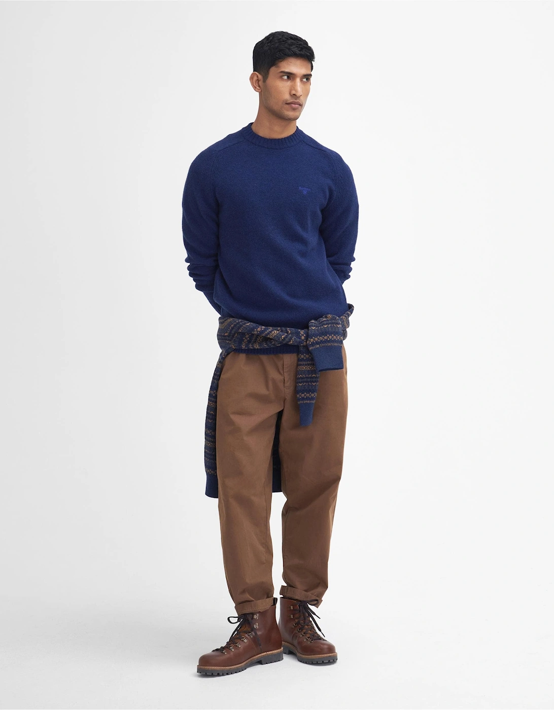 Grangetown Mens Crew Neck Knitted Sweater - Inky Blue