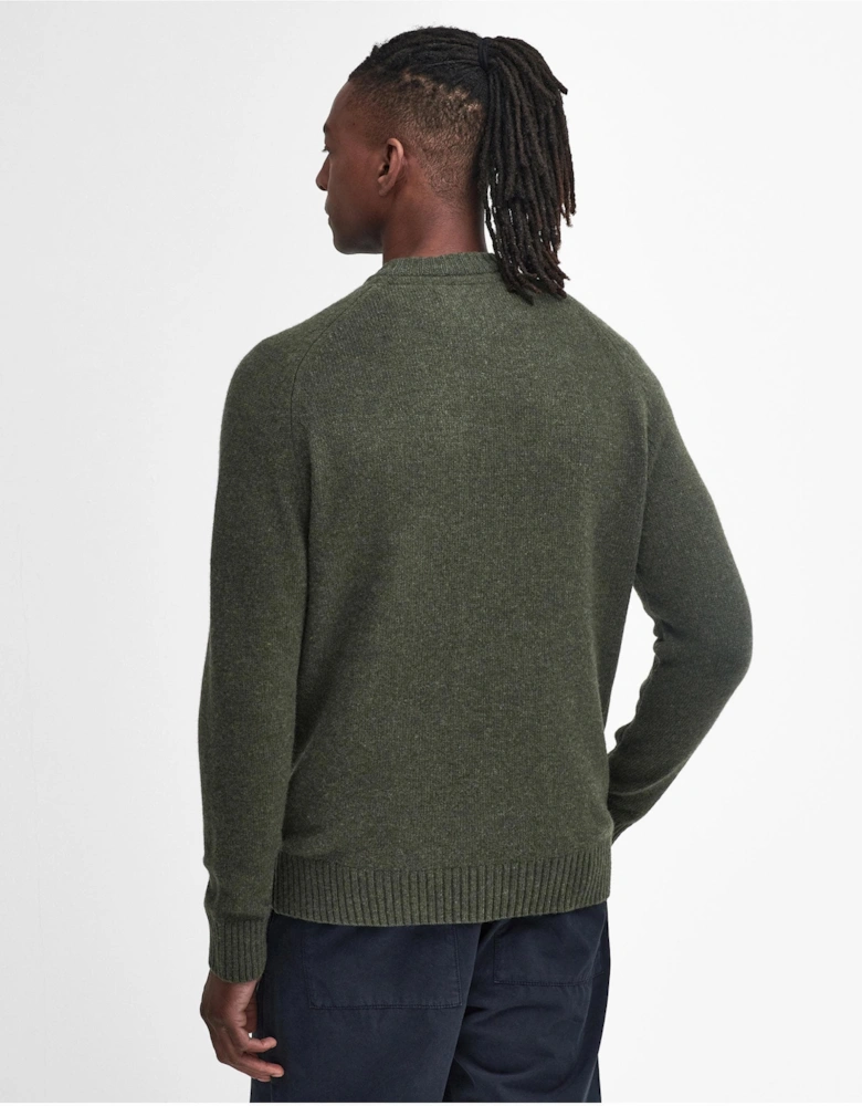 Grangetown Mens Crew Neck Knitted Sweater - Mid Olive