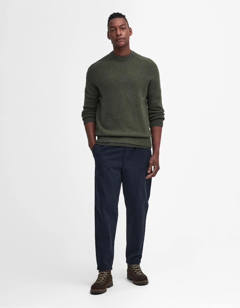 Grangetown Mens Crew Neck Knitted Sweater - Mid Olive