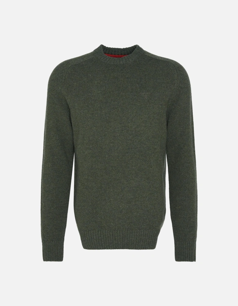 Grangetown Mens Crew Neck Knitted Sweater - Mid Olive