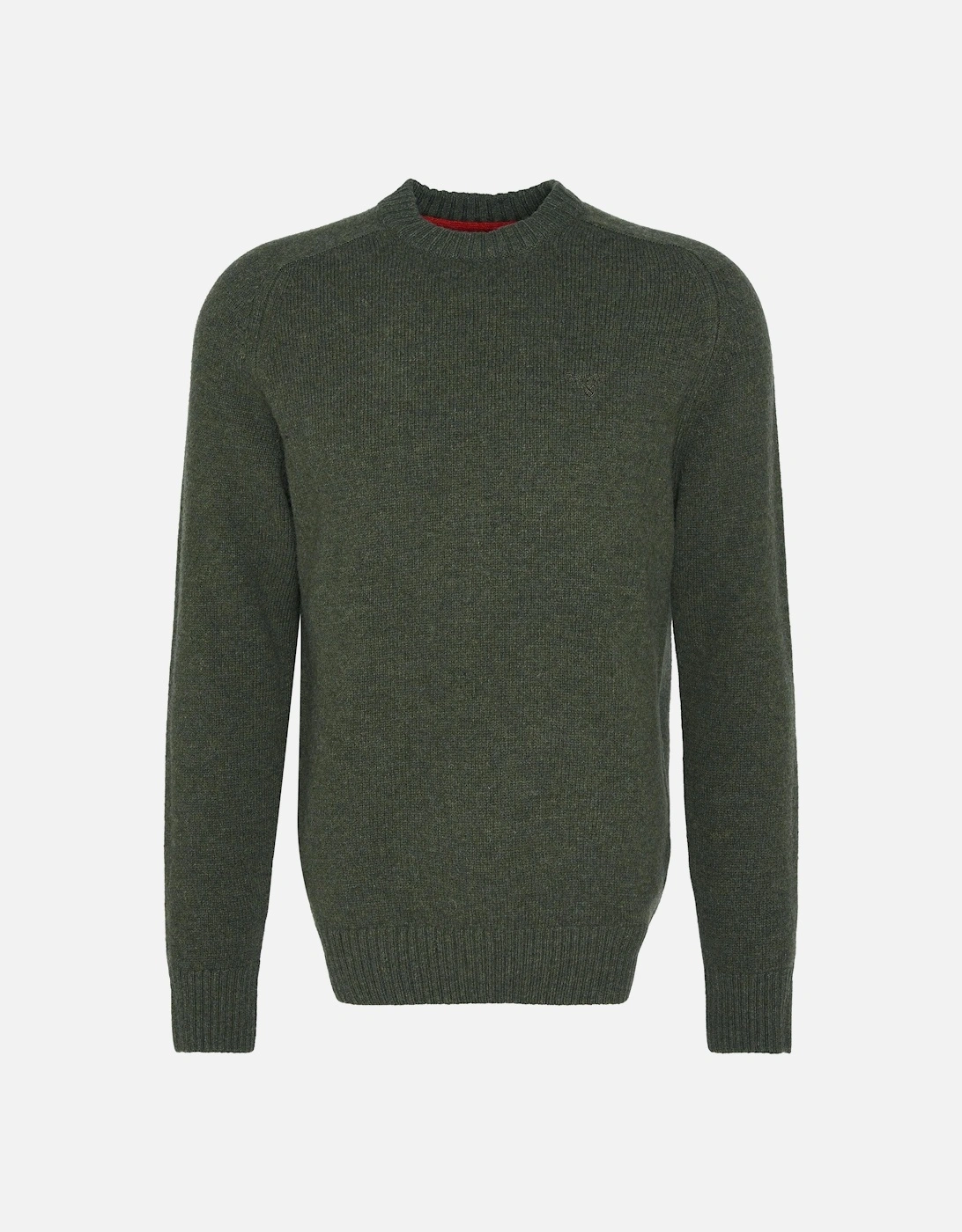 Grangetown Mens Crew Neck Knitted Sweater - Mid Olive