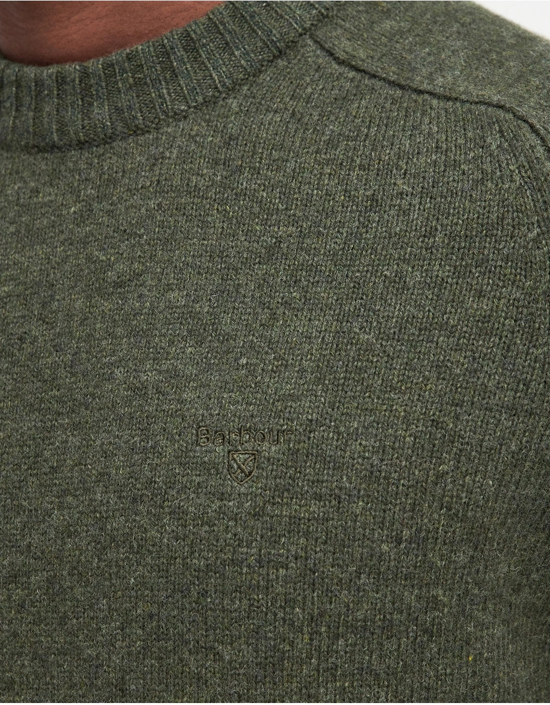 Grangetown Mens Crew Neck Knitted Sweater - Mid Olive