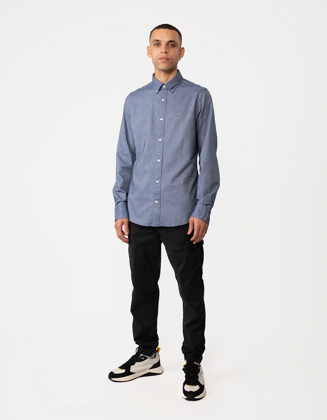 Gant Men's Blue Slim Fit Long Sleeve Oxford Shirt - : 44/Regular Xxl