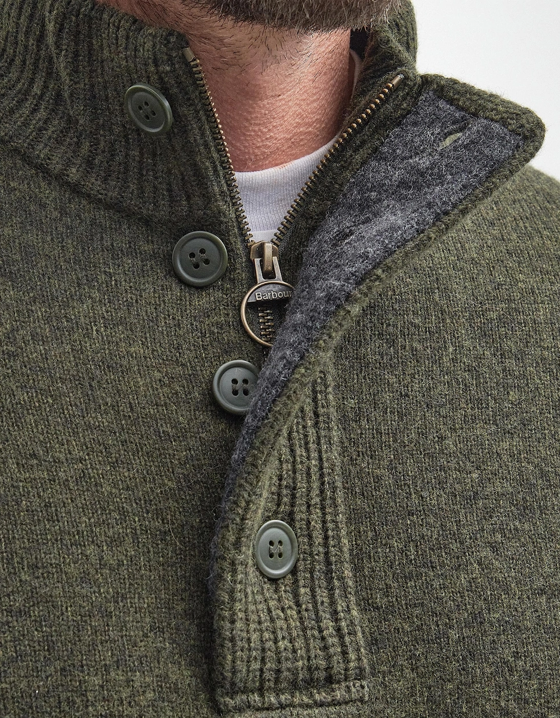 Essential Patch Half Zip Mens Jumper - Seaweed