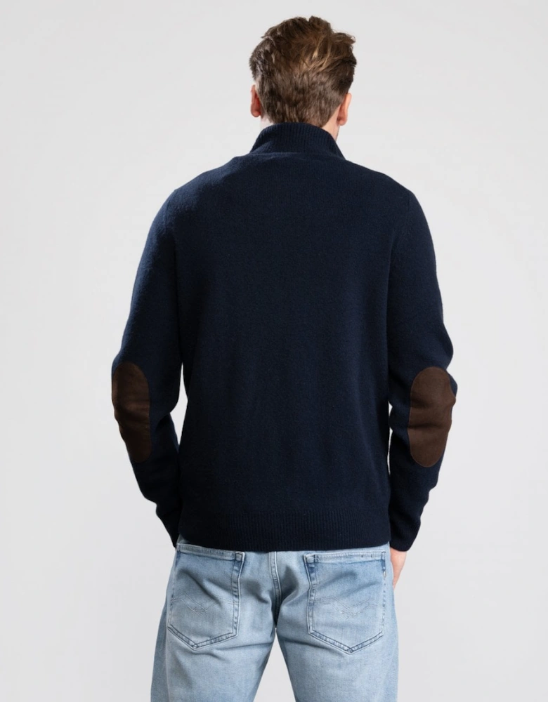 Essential Patch Half Zip Mens Jumper - Navy