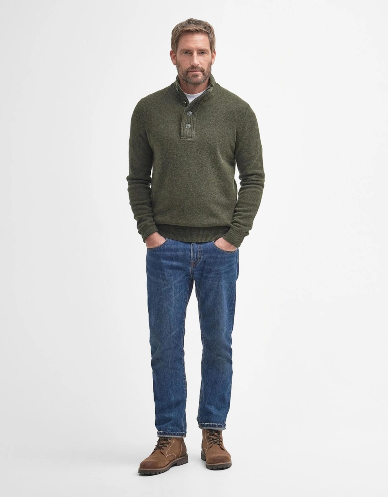 Essential Patch Half Zip Mens Jumper - Seaweed