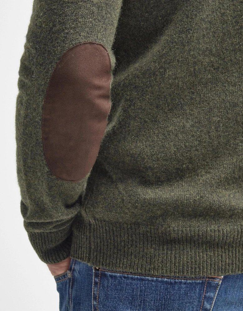 Essential Patch Half Zip Mens Jumper - Seaweed