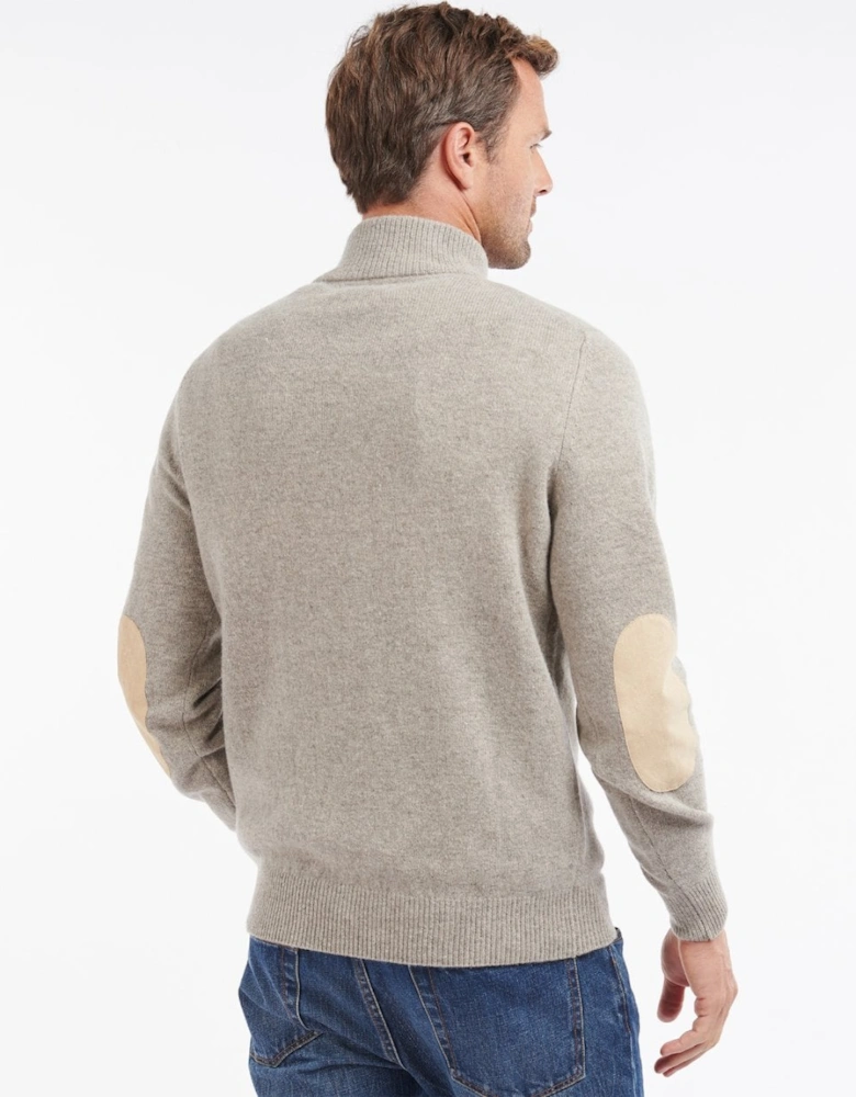 Essential Patch Half Zip Mens Jumper - Stone