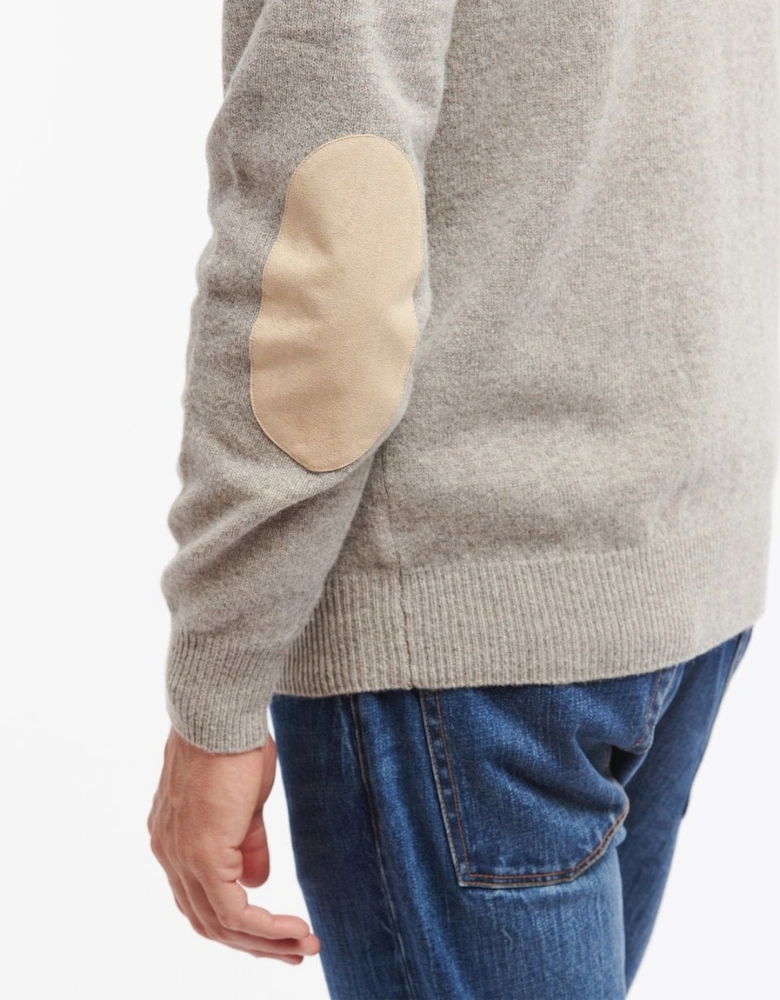 Essential Patch Half Zip Mens Jumper - Stone