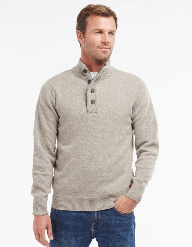 Essential Patch Half Zip Mens Jumper - Stone