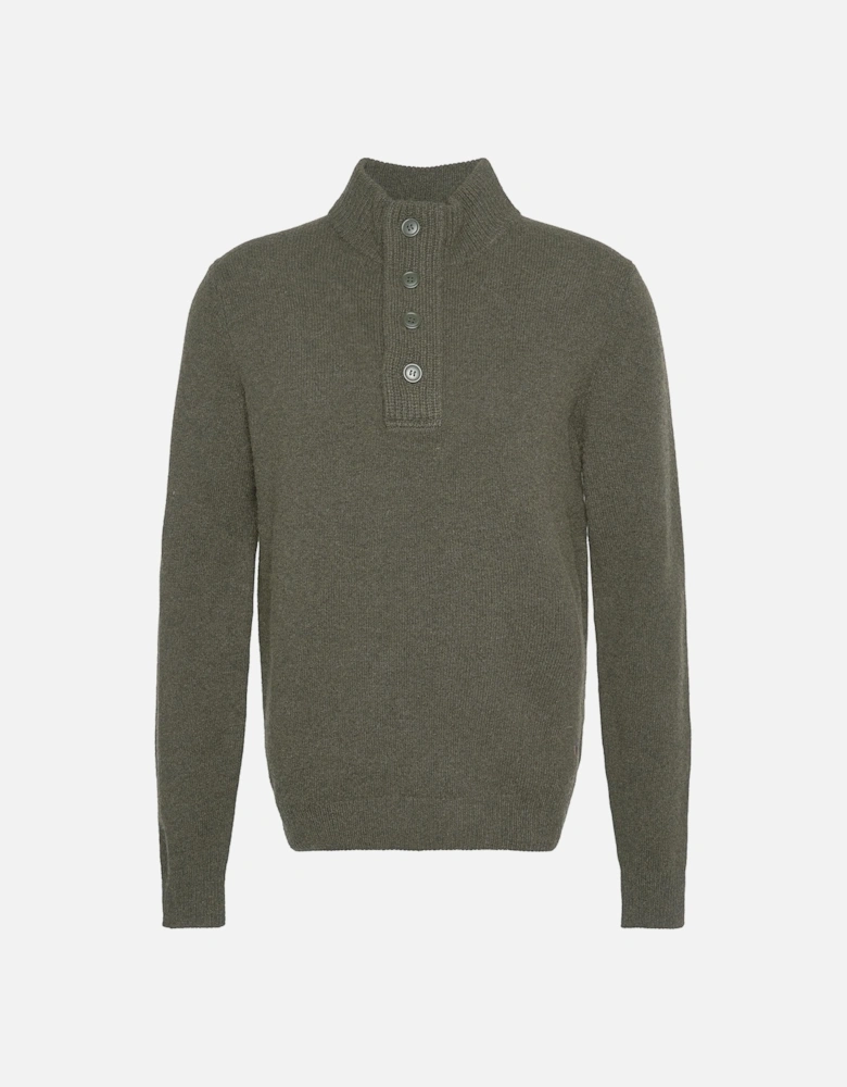 Essential Patch Half Zip Mens Jumper - Seaweed