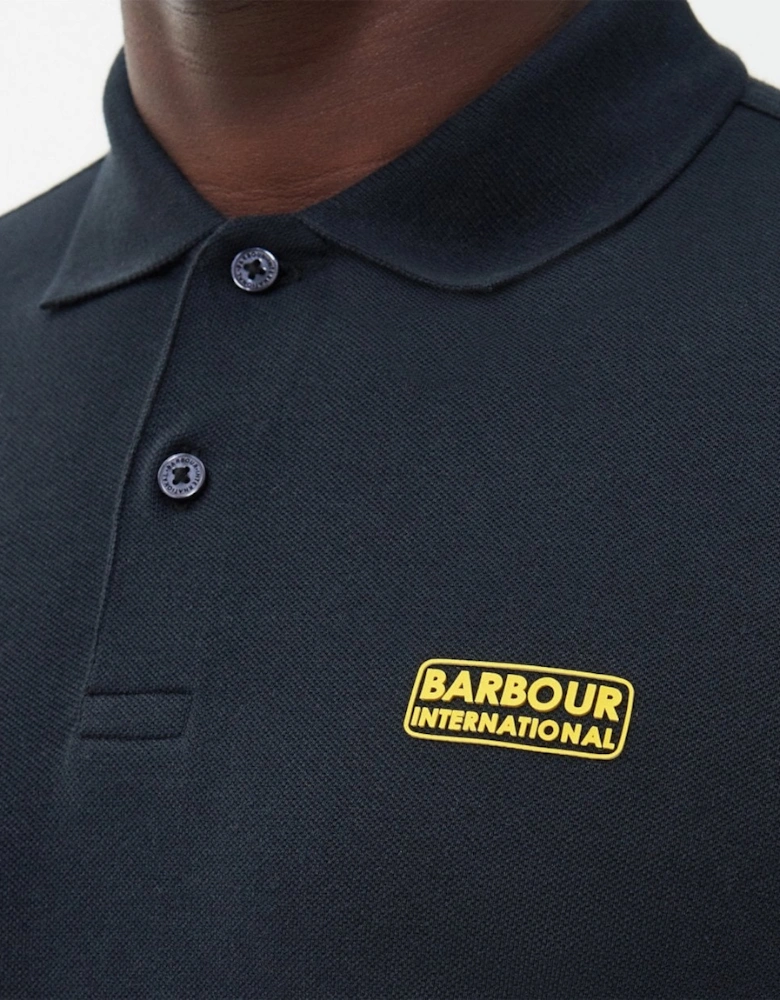 Essential Mens Long Sleeve Polo - Black/Yellow