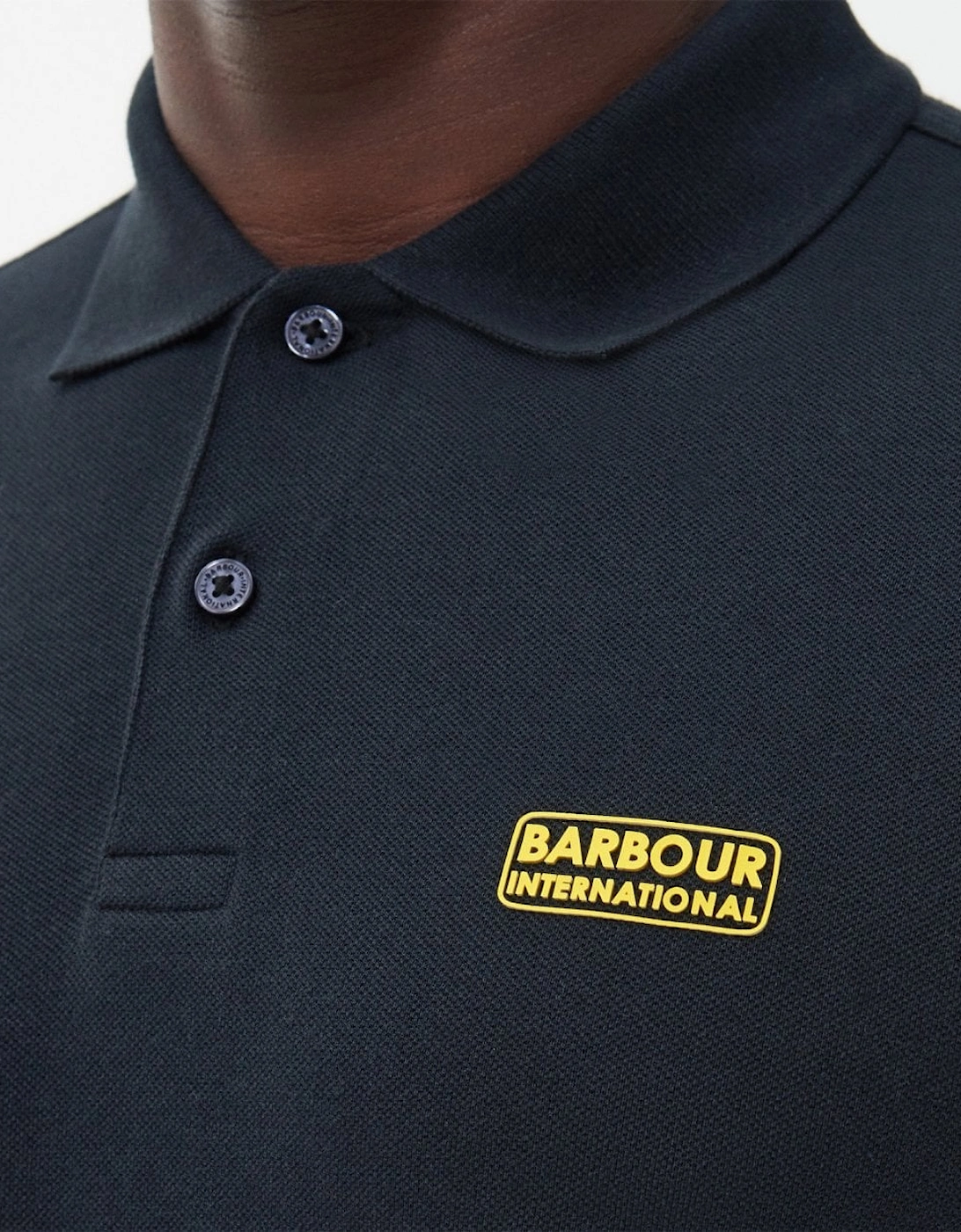 Essential Mens Long Sleeve Polo - Black/Yellow